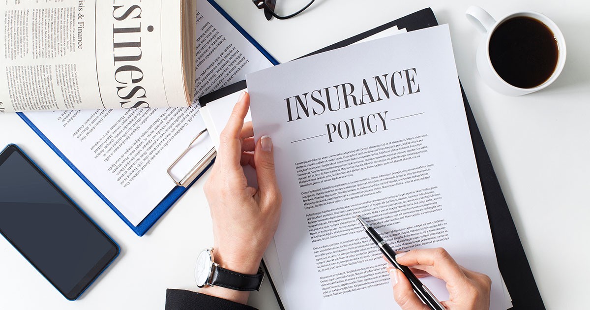 Business woman examining insurance policy